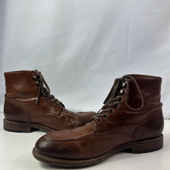 Frye Bowery Moc Grailed Lace Up Brown Leather Men’s Boots - Picture 4 of 15